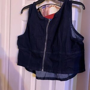 Ashley Stewart Indigo Zip-Up denim vest